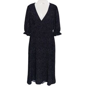 Park & Fifth Dress Womens Black Polka Dot Midi Vneck Keyhole Back Feminine Retro